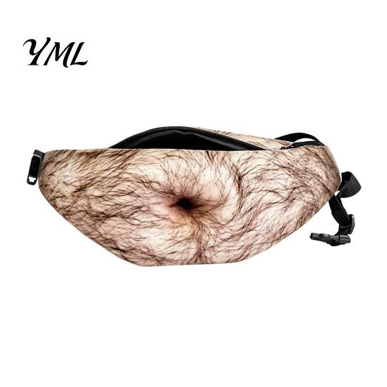 Novelty Prank Gift for Men Funny Belly Bag, Realistic Big Waist Fanny Durable Artificial Leather Pack with Adjustable Strap, Gag Dad Husband