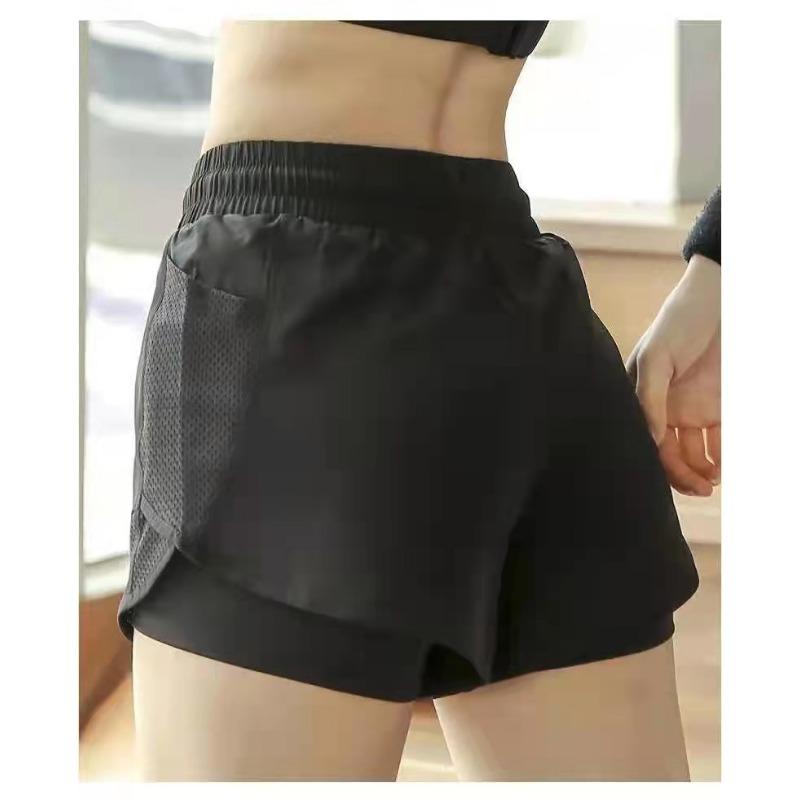 Sommer Damen Gaze Fake Zwei Schnelltrocknend Locker Laufshorts Weiblich Rutschfest Sport Fitnesshose