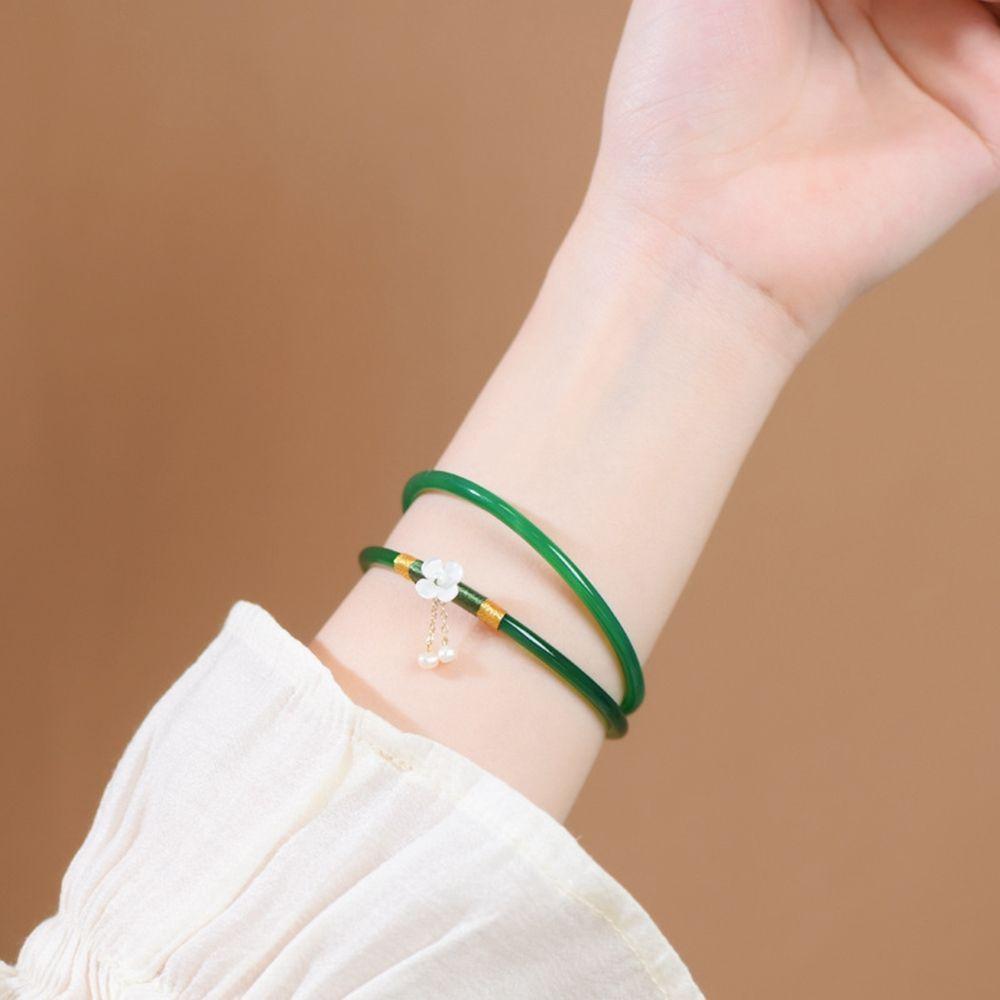 Girls National Style Women Bangles  Stone Bracelet Chinese Style Jewelry Antique Bracelet