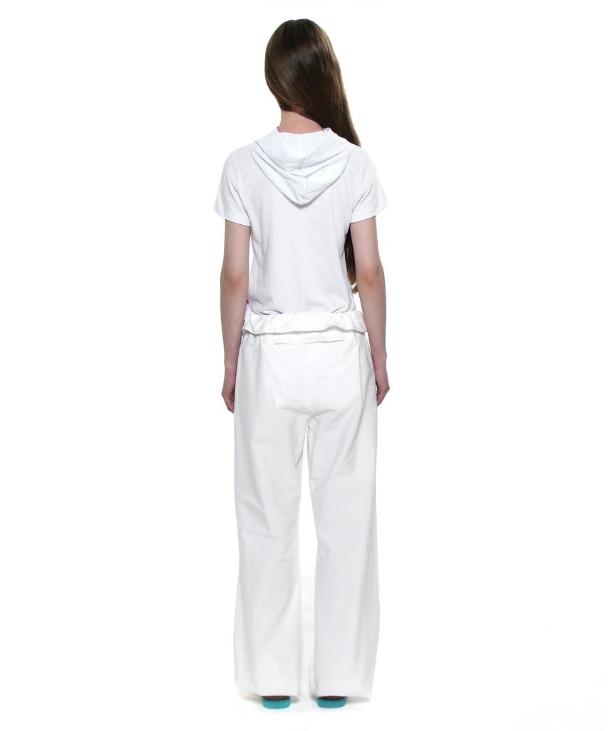 PARTIMENTO WOMEN Two-Way Frill Turnover Waist Pants_White