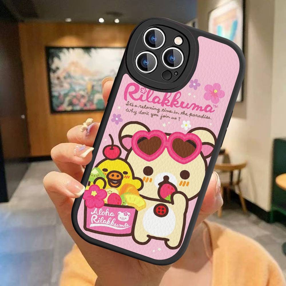 Rilakkuma Anime Niedliche Cartoon Handyhülle Für IPhone 16 15 14 13 12 11 Pro Max Plus 16E Weiche Lederhülle