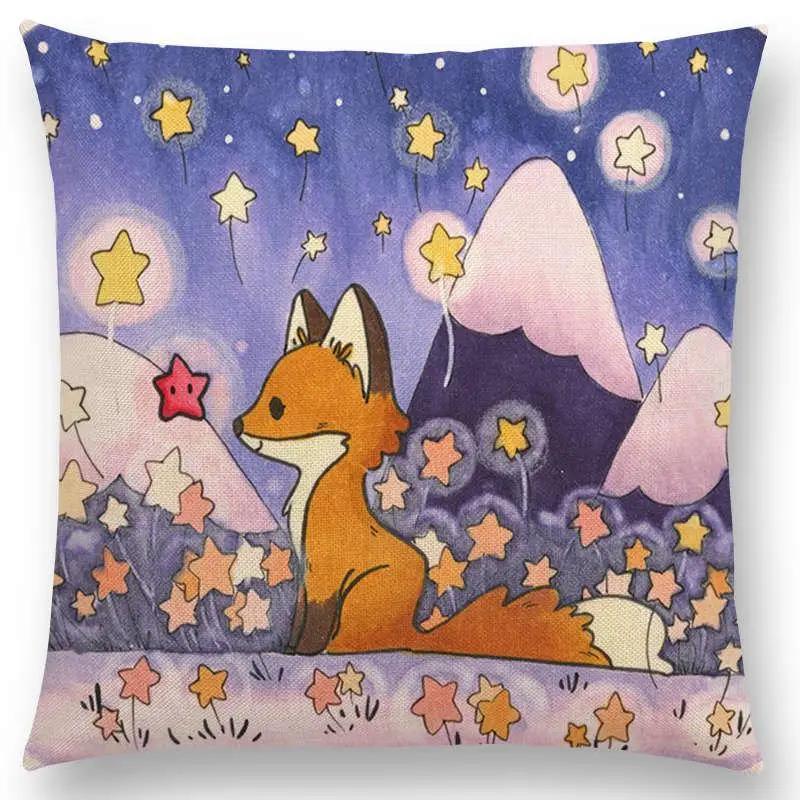 Newest Cute Cartoon Sofa Pillow Cover Black and White Cat Funny Fox Cushion Cover Throw pillowcase