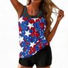 Women’s Sleeveless Tankini Swimsuit Set with Star Print Loose Fit Top and Swim Shorts for Outdoor Activities