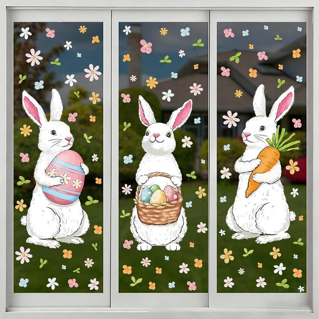 9 Sheets Summer Window Clings Stickers Double-Sided Window Decals Tropical Flamingo Green Plants Coconut Tree Designs Summer Hawaii Colorful Flower