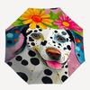 1pc Dalmatian Flowers Automatic Folding Umbrella, 8-Rib Durable Iron Frame, Compact Travel Umbrella for Women & Men 070