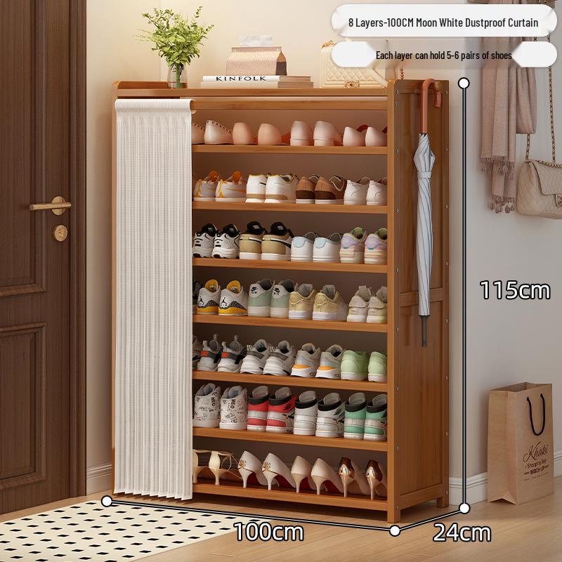 Bamboo Shoe Rack: Multi-Layer Dustproof Cabinet for Compact Home Storage