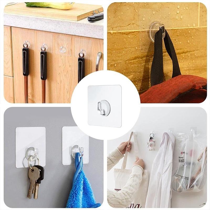 10-Pack No-Drill Adhesive Hooks Solid Plastic Anti-Skid Seamless For Bathroom/Kitchen