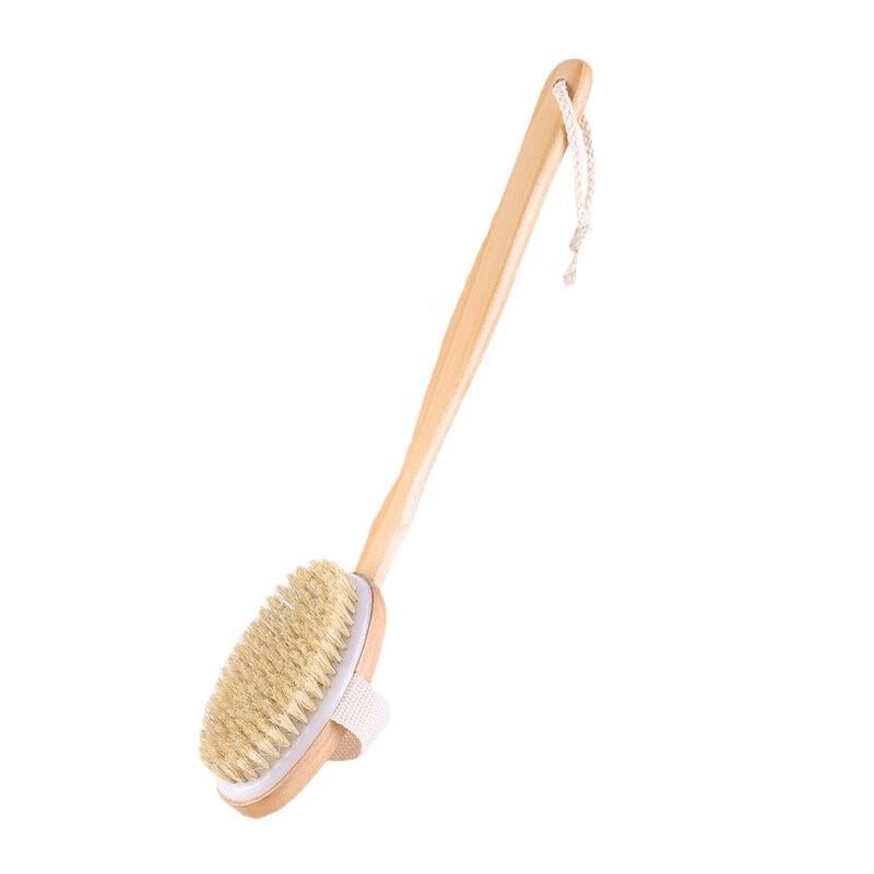 Long-Handle Pig Bristle Bath Brush Set