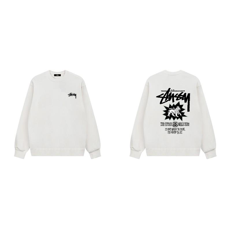 Stussy Style Printed Crewneck Sweatshirt Men Women Loose Fit Thin Top Casual Streetwear