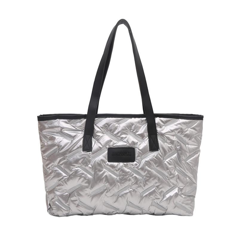 Large Capacity Down Jacket Bag for Women, 2026 New Embroidered Thread Handbag, Relaxed and Fashiable Tote Bags