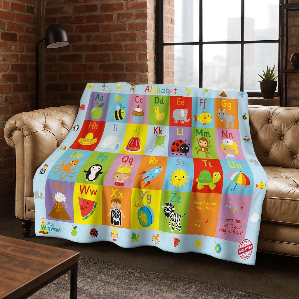 ABC Animal Alphabet Cartoon Early Educatio Children Flannel Blanket,Cozy Soft Throw Blanket for Home Bedroom Bed Sofa Cover
