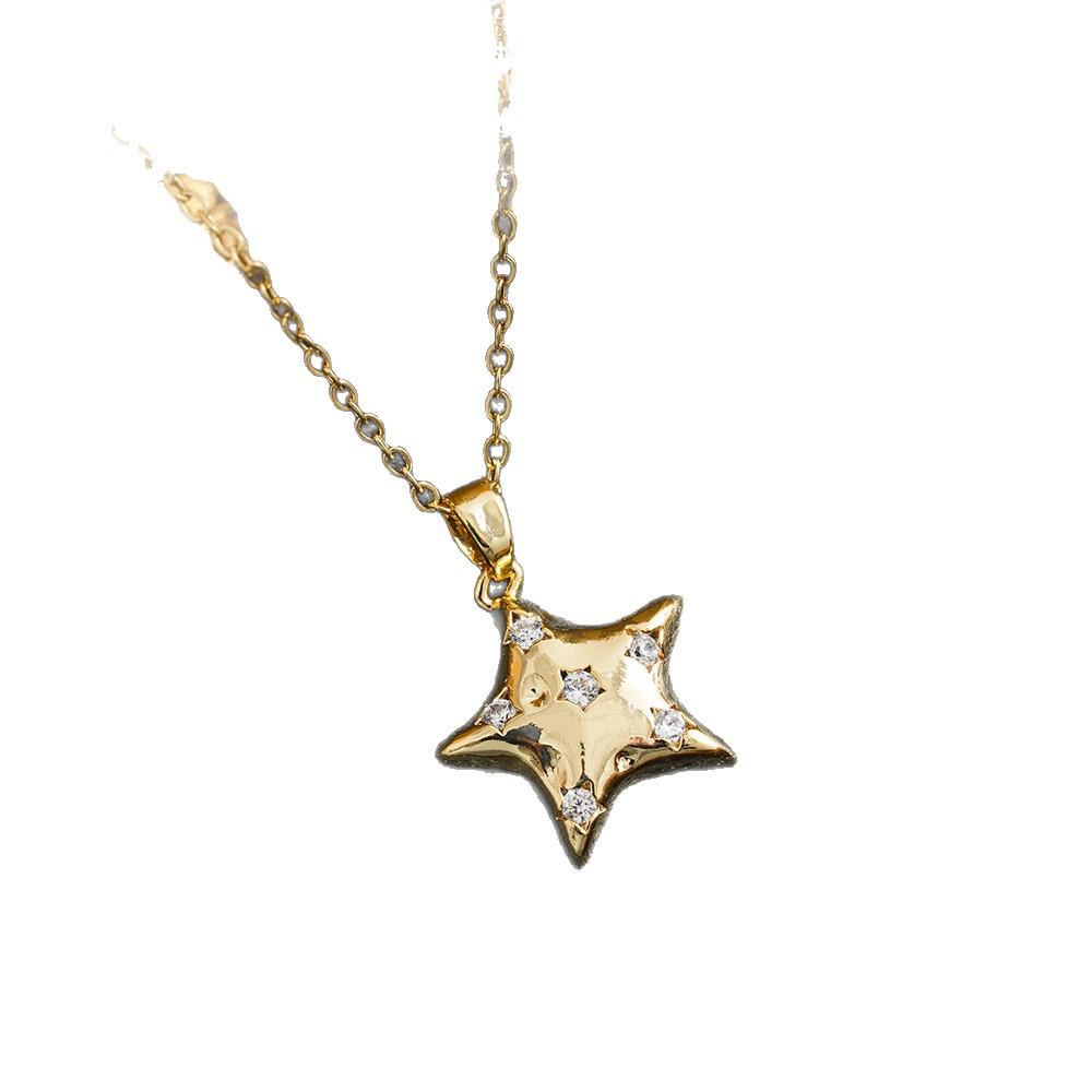 Stainless Steel Titanium Star Rhinestone Pendant Clavicle Chain - Light Luxury Fashion Accessory