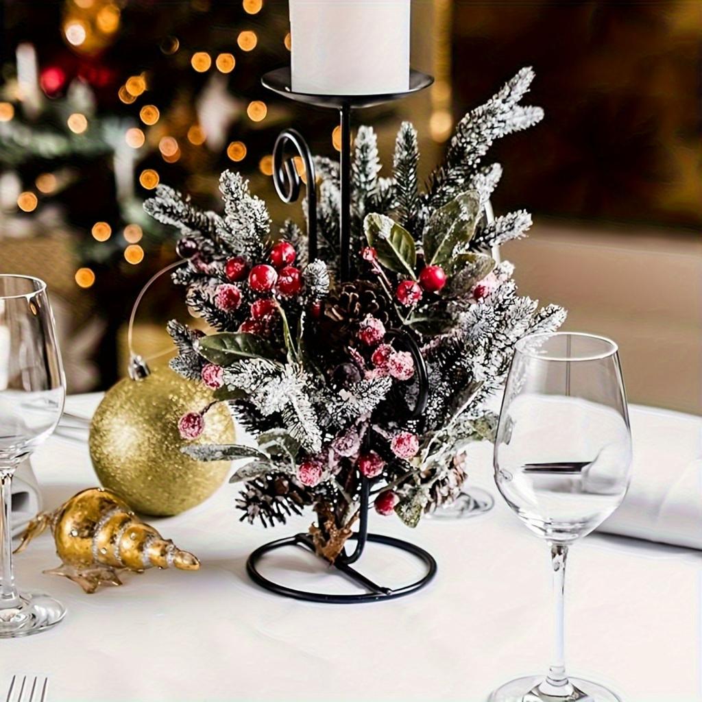 12pcs Christmas Artificial Cedar Branches And Artificial Red Plum Branches Holly Berry Set, for Holiday Wreaths, Tree Decoration