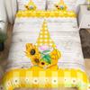 Purple Lavender Dwarf Duvet Cover King Queen Kawaii Cartoon Gnome Bedding Set Spring Flowers Comforter Cover Floral Quilt Cover