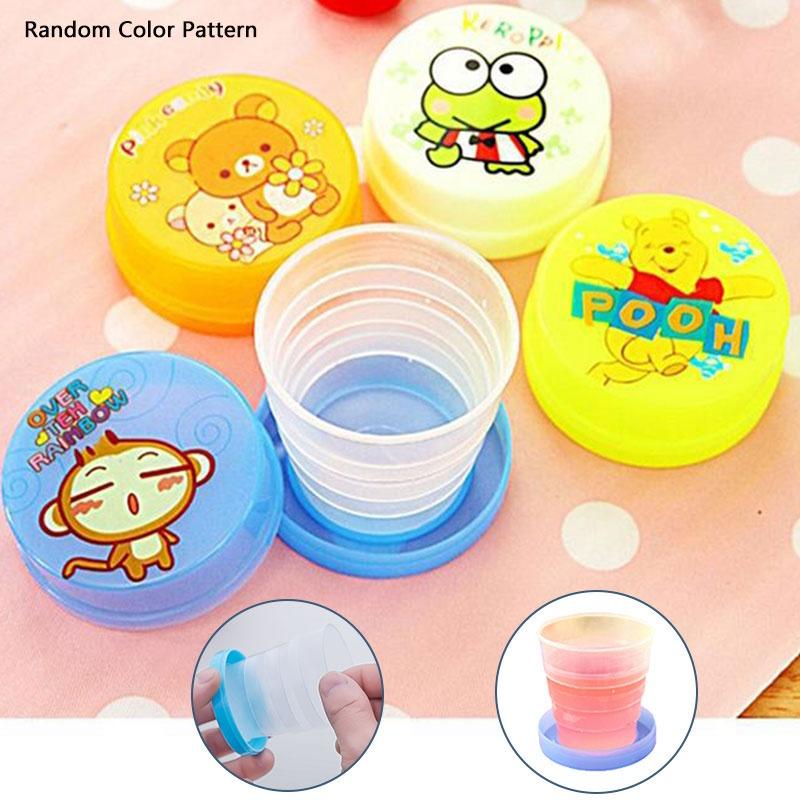 Cartoon Creative Foldable Cup Portable Plastic Travel Mug Hygienic Lightweight