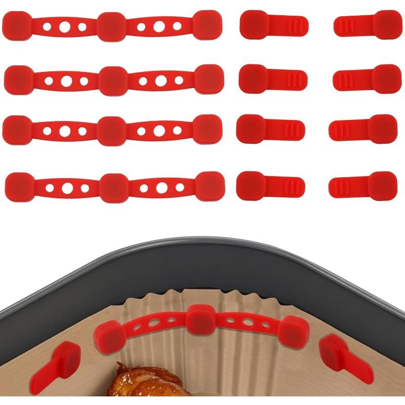 4Pcs Air Fryer Silicone Magnets Buckles Heat Resistant Fix Parchment Paper Liner Avoid Burning Universal for All Air Fryers Reusable Kitchen Gadgets
