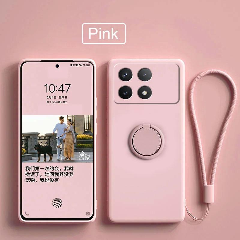 Case For Xiaomi Poco X6 Pro Case Liquid Silicone Ring Stand Shell Coque For POCO X6 Pro Cover Shockproof Redmi K70E Bumper Back Funda