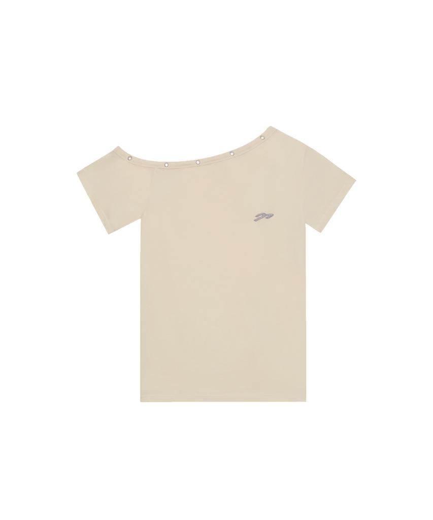 Tansanmageunesyum One-Shoulder Eyelet T-Shirt (Lemon)
