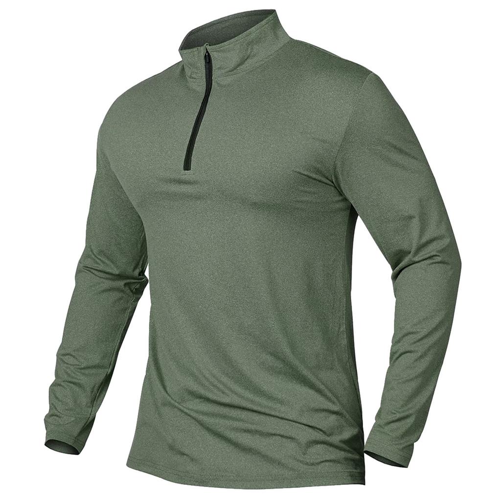 Men'S Active Sports Shirts Soild Quarter Zip Long Sleeve Running Pullover Tops Outdoor Sweatshirt Summer Breathable Shirt