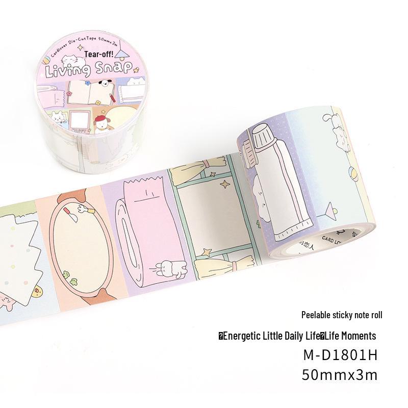Letters Lover Tearable Sticky Note Roll - Energetic Daily Series Cartoon Cute Journal Border Stickers
