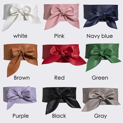 Women's Decorative Wide Waist Belts: Soft Leather Ribbon, Knotted Style