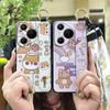 Protective Kickstand Phone Case For Huawei P70 Pro/Pura 70 Pro+ Wrist Strap Shockproof Dirt-resistant Cartoon Cute Ring