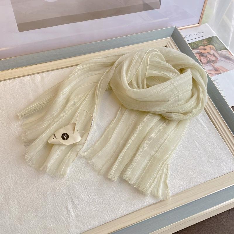 140x40cm Cotton Linen Spring Autumn Scarf Solid Color Sun Protection Shawl Korean Versatile Women Scarf