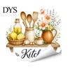 Nordic Style Wall Decor Watercolor Kitchen Stickers, Lemon Green Plant Teapot Self?Adhesive Decals, Peel Stick Mural Waterproof Stove Stickers