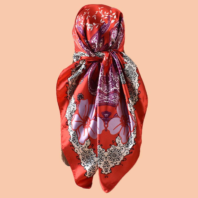 

1PC Women s Summer Beach Accessory Fashion Satin Square Scarf 90*90inch Multi-use Headscarf Party Use Versatile Hair Towel 8Y