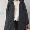 2024 Autumn/Winter Women's Diamond-Pattern Hooded Cotton Jacket with Pockets