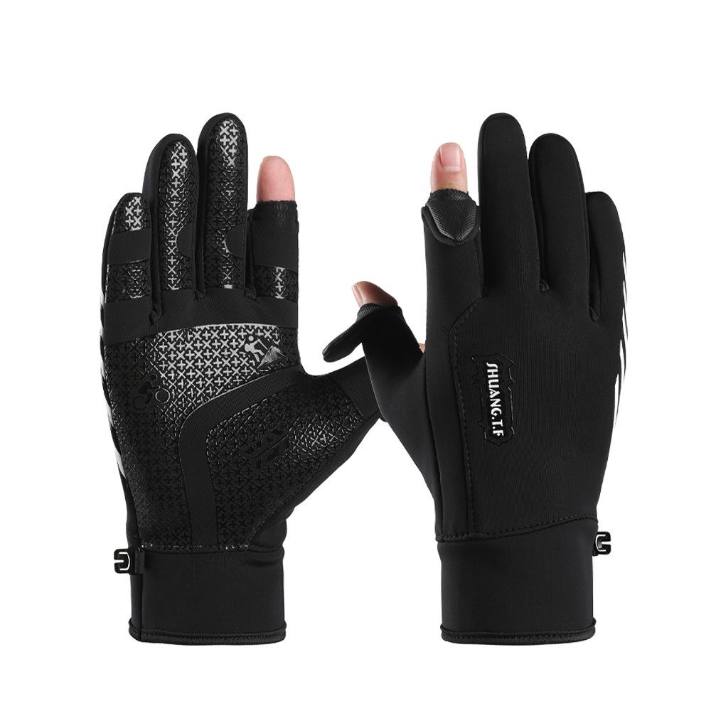 Outdoor Cycling Gloves for Men In Autumn and Winter Sports Waterproof Cold-proof Windproof Plus Velvet Thickened Touch Screen Warm Gloves