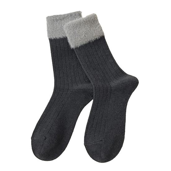 

Women Color-Block Boot Socks Thick Warm Casual Socks with Fuzzy Cuffs Winter Crew Socks for Daily Errands Sports Home Lounging
