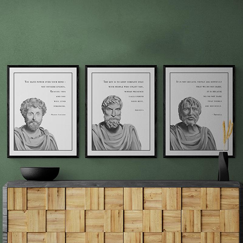 Modern Set of 3 Stoic Artwork Poster Gift for Husband Wall Art Canvas Paintings And Prints For Living Room Home Decor Frameless