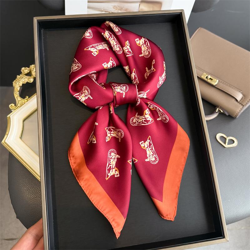 2026 New Floral Printed Square Scarf for Women Soft Lightweight Scarf Headbands Fashion Bag Tie Ribbon Hair Bands Bandana