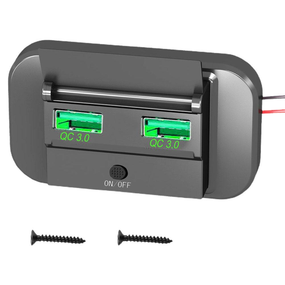 

Quick Charge Dual USB Ports QC3.0 Car Bus Charger Socket Adapter 12V/24V USB Power Panel with Swith for Marine Motorcycles