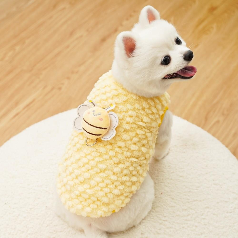 New Soft Pet Dog Clothes Bee Pattern Catoon Dog Clothing Pet Accessories Cat Autumn Winter Clothes Teddy