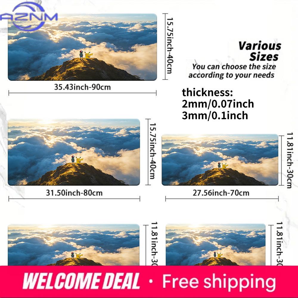 Pokemon Ash Pikachu Mountain Top Cloudscape Gaming Mouse Pad NonSlip Desk Mat 30x80x0.2cm