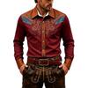 Camisa Occidental para Hombre Retro Estampado 3D Bordada Manga Larga Ajuste Top de Fiesta