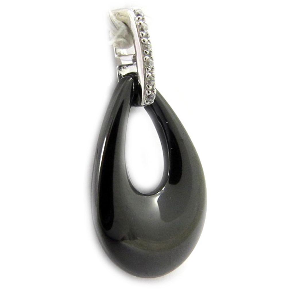 Les Trésors De Lily [L6668] - Pandantiv din argint „Sissi” negru (ceramică) placat cu rodiu - 20x19 mm