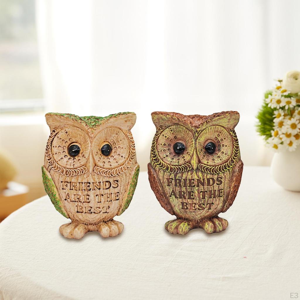 Owl Figurine Animal Sculpture Decorative Statue Tabletop Ornament for Bookshelf Office