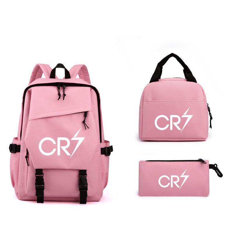 Sports Football Star Printed Youth Primary And Secondary School Student School Bag Three-Piece Men'S And Women'S Backpack