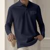 Men's Long Sleeve Plaid Polo Shirt Button Pocket Sports Polo Shirt