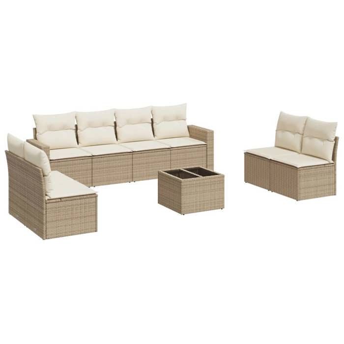 VidaXL Salon de Jardin avec Coussins 9 pcs, Canapés avec Pieds Réglables, Ensemble de Meubles d'Extérieur Patio Terrasse, 3251195