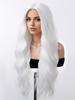 Long Curly Silver White Synthetic Wavy Wig Medium Part Water Wave Wigs For Women Daily Cosplay Halloween Colorfull Fake Hair