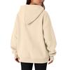 Women's Casual V-neck Pullover Long-sleeve Solid Color Fleece-lined Hooded Sweatshirt Top