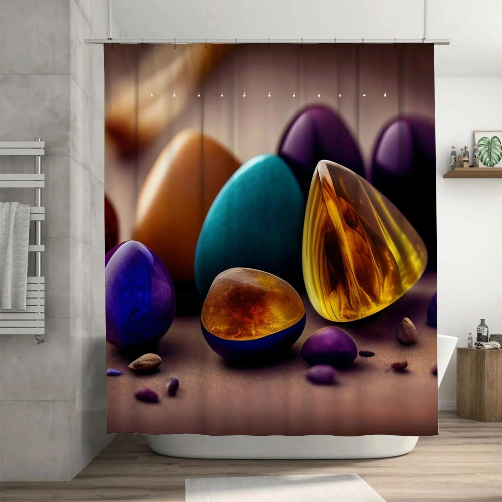 

Colorful Gemstone Waterproof Shower Curtain - Vibrant Modern Art Design For Bathroom Decor, Perfect For A Luxurious Look W60H190(CM)-1 Pcs