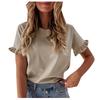 Women's Ladies Frill Ruffle Short Sleeve Fashion Summer Tee T-Shirt Loose Top