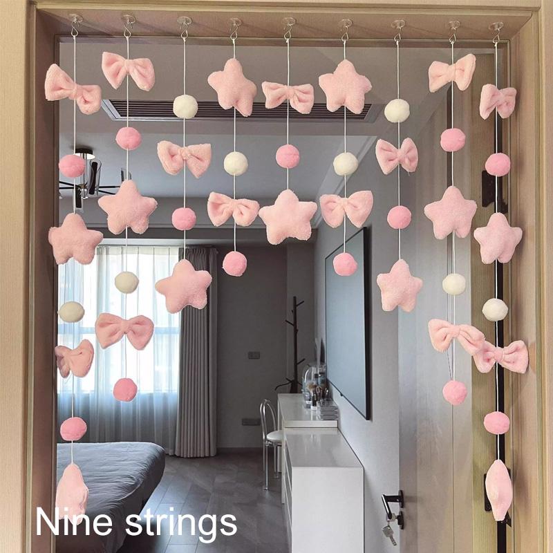 

1 комплект Занавесный декор Романтический розовый бант Декор для комнаты девочки Подвесные украшения Прелестная бахрома Занавеска Сердцевидная перегородка Нить