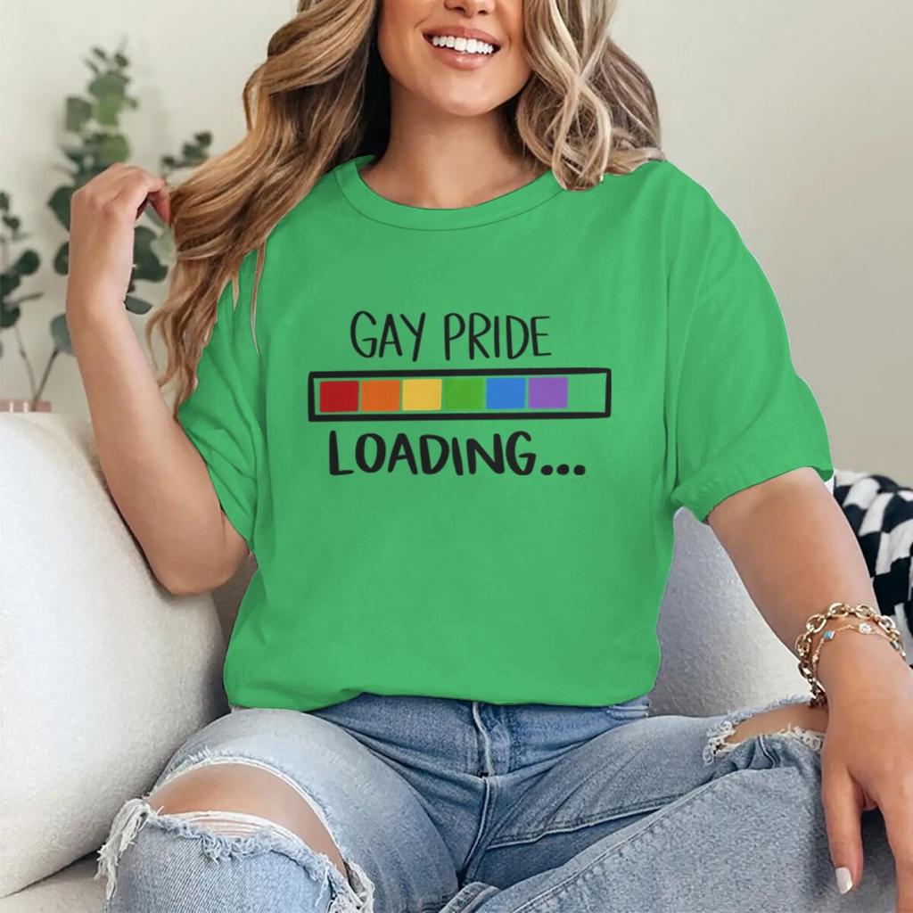 Gay Pride Loading Print T Shirts Casual Summer LGBT Women Men Tshirts Short Sleeve Lesbian Bisexual GAY Streetwear Gifts