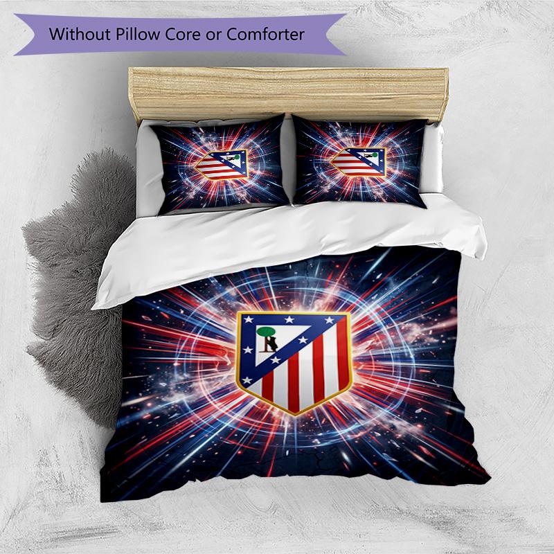 Atletico Madrid Pattern Printed 3PCS Bedding Set Soft Skin-Friendly Washable Duvet Cover & Pillowcases Set All Season Bedroom
